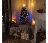 3ft Green Fibre Optic Tree with Red Berries and Multi Fibres