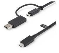 StarTech.com 3ft (1m) USB-C Cable with USB-A Adapter Dongle - Hybrid 2-in-1 USB C Cable w/ USB-A - USB-C to USB-C (10Gbps/100W PD), USB-A to USB-C (5Gbps) - Ideal for Hybrid Docking Station