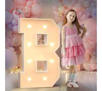 3FT Light Up Letters Birthday Decoration: Large Cardboard Letters B for Party, Marquee Letters for Graduation Decorations Baby Shower Wedding Decor, Mosaic Balloon Arch Stand Pre-cut DIY Number