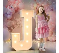 3FT Light Up Letters Birthday Decoration: Large Cardboard Letters J for Party, Marquee Letters for Graduation Decorations Baby Shower Wedding Decor, Mosaic Balloon Arch Stand Pre-cut DIY Number