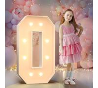 3FT Light Up Letters Birthday Decoration: Large Cardboard Letters O for Party, Marquee Letters for Graduation Decorations Baby Shower Wedding Decor, Mosaic Balloon Arch Stand Pre-cut DIY Number