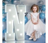 3FT Light Up Letters Birthday Decoration: Large Letters N for Party Decorations, Marquee Letters Number for Wedding Graduation Baby Shower Decorations, Mosaic Balloon Arch Stand Pre-cut DIY Foamboard