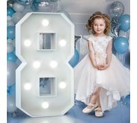 3FT Light Up Numbers Birthday Decoration: Large Marquee Numbers 8 for 8th 18th Party Decor Wedding Baby Shower, Big Number Balloons Frame Foam Cardboard Mosaic Balloon Arch Stand Pre-cut Letter