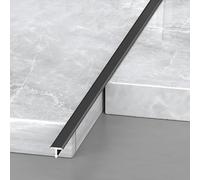 3FT Long Floor Flat Divider Strip,T Molding Floor Transition Strip, Aluminum Floor Cover Strips For Joining Floor Gaps, Carpet, Threshold Cover, Floor Tiles, 3Pcs(Black,6.0mm/0.23in)