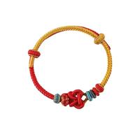 3FT Minimalist Braided Bracelet Crafted with Intangible Cultural Heritage Techniques - Handmade Genuine Leather/Cotton Rope Wristband - Simple Unisex Daily Wear Accessory as Gift, 0, red line, no