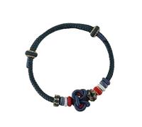 3FT Minimalist Braided Bracelet Crafted with Intangible Cultural Heritage Techniques - Handmade Genuine Leather/Cotton Rope Wristband - Simple Unisex Daily Wear Accessory as Gift, 0, red line, no