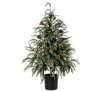 3Ft Norfolk Pine Tree Real Touch Artificial Realistic Christmas Tree in Decorative Planter for Front Porch Farmhouse Offices Home Graden Indoor Outdoor Decor (Green with Pinecones)