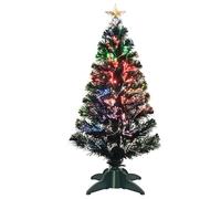 3ft Pre-Lit Fiber Optic Artificial Christmas Tree with Top Star, Multi-Color Lighting Tabletop Mini Christmas Tree with Sturdy Legs,Optical Fiber Xmas Tree for Home, Office, Party Decoration