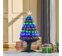 3FT Prelit Artificial Christmas Tree with Fiber Optic, Xmas Decoration HOMCOM Green One Size