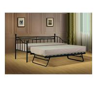 (3ft Single, Black) Silvana Metal Day Bed With or Without Trundle