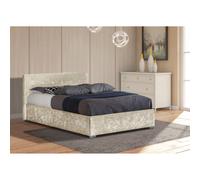 (3ft Single, Cream) Comfy Living Albie Crushed Velvet Ottoman Bed Frame