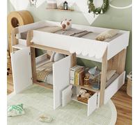 3ft Single High Sleeper Bed with Customisable Under-Bed Space, 3-Step Ladder Bed Frame for Children, 195L x 118W x 109H cm, White+Natural Aosom UK