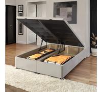 (3ft Single(Side Lift), Grey) Ottoman Divan Bed Base Plush Velvet Upholstered Lift Up Storage 3ft,4ft6,5ft,6ft