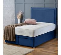 (3ft-Single (Side Lift Opening), Royal Blue Plush) DIVAN BED UPHOLESTERED HEADBOARD OTTOMAN LIFT UP STORAGE+MATTRESS
