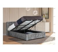 (3ft Single, Silver) Comfy Living Albie Crushed Velvet Ottoman Bed Frame