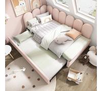 3FT Single Sofa Bed 90X190Cm,Bed With Metal Slatted Frame Matteo Pink Single
