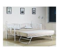 (3ft Single, White) Iris Metal Trundle Bed