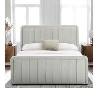 (3ft Single, With Amelia Mattress) Cream Brushed Velvet Ottoman Bedframe In 3ft, 4ft6 or 5ft