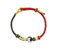 3FT Traditional Intangible Cultural Heritage Hand-Braided Bracelet - Chinese Style Cotton Thread Rope Bracelet - Adjustable Friendship Gift for Couples, Best Friends, 0, red line, no gemstone