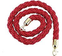 3ft Twisted Red Queue Rope - 2" Thick Crowd Control Barrier for Events Parties Theaters - Stylish Instant Queue Management Solution (1 Pack)