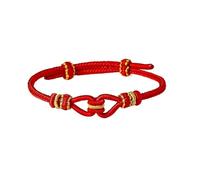 3FT Valentine‘s Day Gift Set of 2 Traditional Hand-Braided Red String Bracelets - Intangible Cultural Heritage Couple Bracelets with Lucky Meaning - Adjustable for Him and Her, 0, red line, no