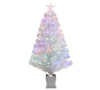 3ft White Fiber Optic Christmas Tree,Pre-Lit Artificial Mini Christmas Tree, Tabletop Small Xmas tree with Stars Holiday Home Decorations (3ft, White)
