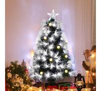 HOMCOM 3ft White Light Artificial Christmas Tree w/ 90 LED Star Topper Tri-Base