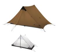 3FULGEAR Lanshan 2 Ultralight 2-Person Tent, 3/4 Season 15D Silnylon Rodless Backpacking Tent for Camping, Hiking & Mountaineering (Khaki 4 season)