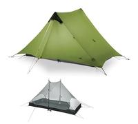 3FULGEAR Lanshan 2 Ultralight 2-Person Tent, 3/4 Season 15D Silnylon Rodless Backpacking Tent for Camping, Hiking & Mountaineering (Green 3 season)