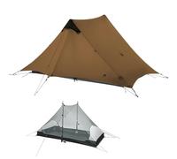 3FULGEAR Lanshan 2 Ultralight 2-Person Tent, 3/4 Season 15D Silnylon Rodless Backpacking Tent for Camping, Hiking & Mountaineering (Khaki 3 season)