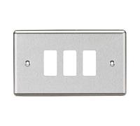 3G Grid Faceplate - Rounded Edge Brushed Chrome