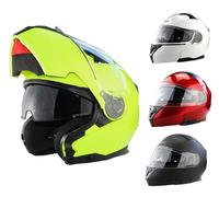 3GO Flip Up Motorcycle Helmet E335 Motorbike Adventure Riding ECE ACU Gold Approved Touring Flip Front Helmets with Dual Visor Vented Noise Reducing Lining - Matt Black - XS