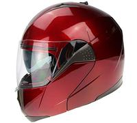 3GO Flip Up Motorcycle Helmet E335 Motorbike Adventure Riding ECE ACU Gold Approved Touring Flip Front Helmets with Dual Visor Vented Noise Reducing Lining - Burgundy - XS