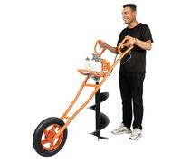 3HP 63CC 2-Stroke Gasoline Earth Auger, Wheelbarrow Post Hole Digger Borer w/ 11 Inch Drill Bit for Garden Farm Digging (Orange)