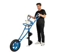 3HP 63CC 2-Stroke Gasoline Earth Auger, Wheelbarrow Post Hole Digger Borer w/ 11 Inch Drill Bit for Garden Farm Digging (Blue)