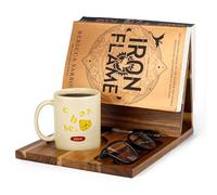 3HQ Wooden Book Stand for Reading Rest, Acacia Triangle Book Holder with Cup, Glasses, Pen & Phone Holder, Book Nook Reading Valet for Book Lover Gifts