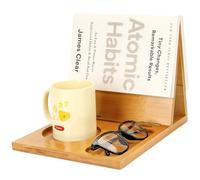 3HQ Wooden Book Stand Holder for Page Rest, Unique Book Nook Reading Valet with Cup, Glasses & Pen Holder, Book Lovers Gift Ideas