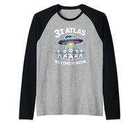 3I Atlas We Come in Meow Alien Cat Funny Raglan Baseball Tee