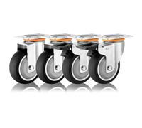3in 4in 5in Plate Caster Wheel For Furniture And Carts Set Of 4 Dual Locking No Noise Thermoplastic Rubber Wheels Heavy Duty Industrial Replacement Swivel Casters(Swive