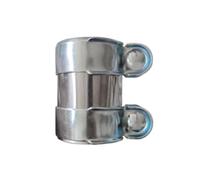 3in 76mm Exhaust Clamp, Butt Joint Exhaust Pipe Connector, Stainless Steel Double Sleeve Clamp for Muffler/Exhaust Pipe/Catalytic Converter Repair, Universal Exhaust Tube Joiner