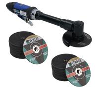 3in Extended Air Cut Off Cutting Tool Saw Cutter Long Reach 6in Shaft + 51 Discs