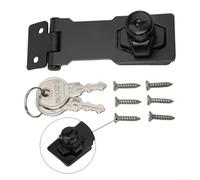 3in Locking Hasp and Staple with Padlock and Keys for Cabinet, Shed, Garage, and Storage Locking, Zinc Alloy Design for Rust Protection and Durability