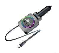 3in1 45W Digital Multifunction Car Charger with Extendable Cable, Supports Charging 3 Devices Simultaneously, Suitable for Cars and Trucks with 12V 24V Voltage (Metallic Color)