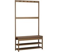 3in1 Bamboo Storage Bench with Shoe Rack 60 cm Entryway nizer Stylish Hallway Coat Rack Wooden Fur for Home Décor and Space Saving