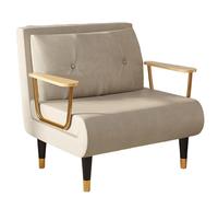 3in1 Convertible Sofa Bed Nordic Luxury Fabric Guest Bed with 6Level Backrest Stylish Sofa Chair with Gold Legs for Living Room Apartment Office (Beige 190x100x30cm)
