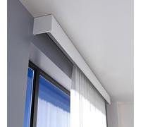 3in1 Curtain Rail Pelmet Box with Single Track Room Darkening Blackout Curtain Rod for Bedroom & Living Room Ceiling Mount 183cm (6ft) Decorative Valance.