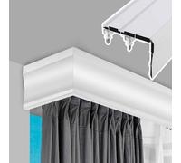 3in1 Curtain Track System with Adjustable Length Double Rails & Valance Easy Installation for Home Decor Perfect for Custom Fit in Living Room.