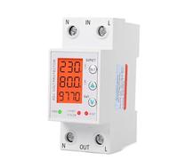 3in1 Display 220V Adjust Over and Under Protector Voltage Relay Current Protection Device Voltmeter Ammeter Energy kWh Meter(With Backlight,63A)