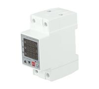 3IN1 Display DIN Rail Over Voltage Current Under Voltage Protective Device 63A 230V Adjustable with kWh for AC 220V Systems, Gray