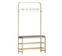 3in1 Entryway Hall Tree with Sto Bench & Shoe Rack Metal e PU Leather Seat Versatile Coat HooIdeal for Home&Entryway Decor